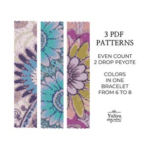 2 Drop Peyote Bracelet Pattern, Abstract Design, Peyoted Bracelet Pattern, Floral Peyote, Seed Bead Pattern,Even Count, Peyote bracelet