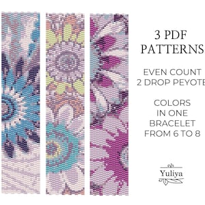 Two Drop Peyote Bracelet Pattern, Abstract Design, Beaded Bracelet Pattern, Peyote Beadwork, Seed Bead Pattern,Even Count, Peyote bracelet
