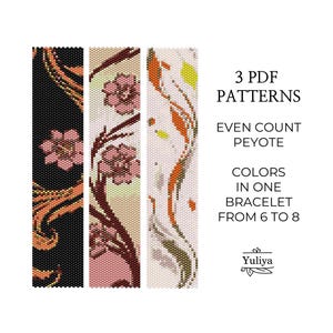 Sakura Flower Peyote Bracelet Pattern PDF Floral Even Count Design for Delica Beads Seed Bead Chart Handmade Jewelry Beaded Accessory DIY