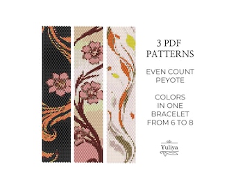 Sakura Flower Peyote Bracelet Pattern PDF Floral Even Count Design for Delica Beads Seed Bead Chart Handmade Jewelry Beaded Accessory DIY