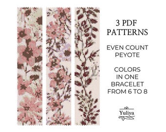 Floral Peyote Bracelet pattern, Even Count Stitch Beaded, Floral Beadwork, Peyote Seed Bead Bracelet, Flower Pattern, Peyote Floral Motif