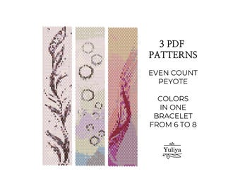 Patrón de pulsera de peyote abstracto, peyote floral, patrón de pulsera de cuentas, peyote simple, pulsera de peyote estrecha, peyote de diseño abstracto