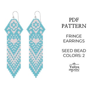 Brick Stitch Earrings Pattern PDF Fringe Seed Bead Design Star of David Fringe Style for Delica Beads Handmade Romantic Boho Jewelry DIY