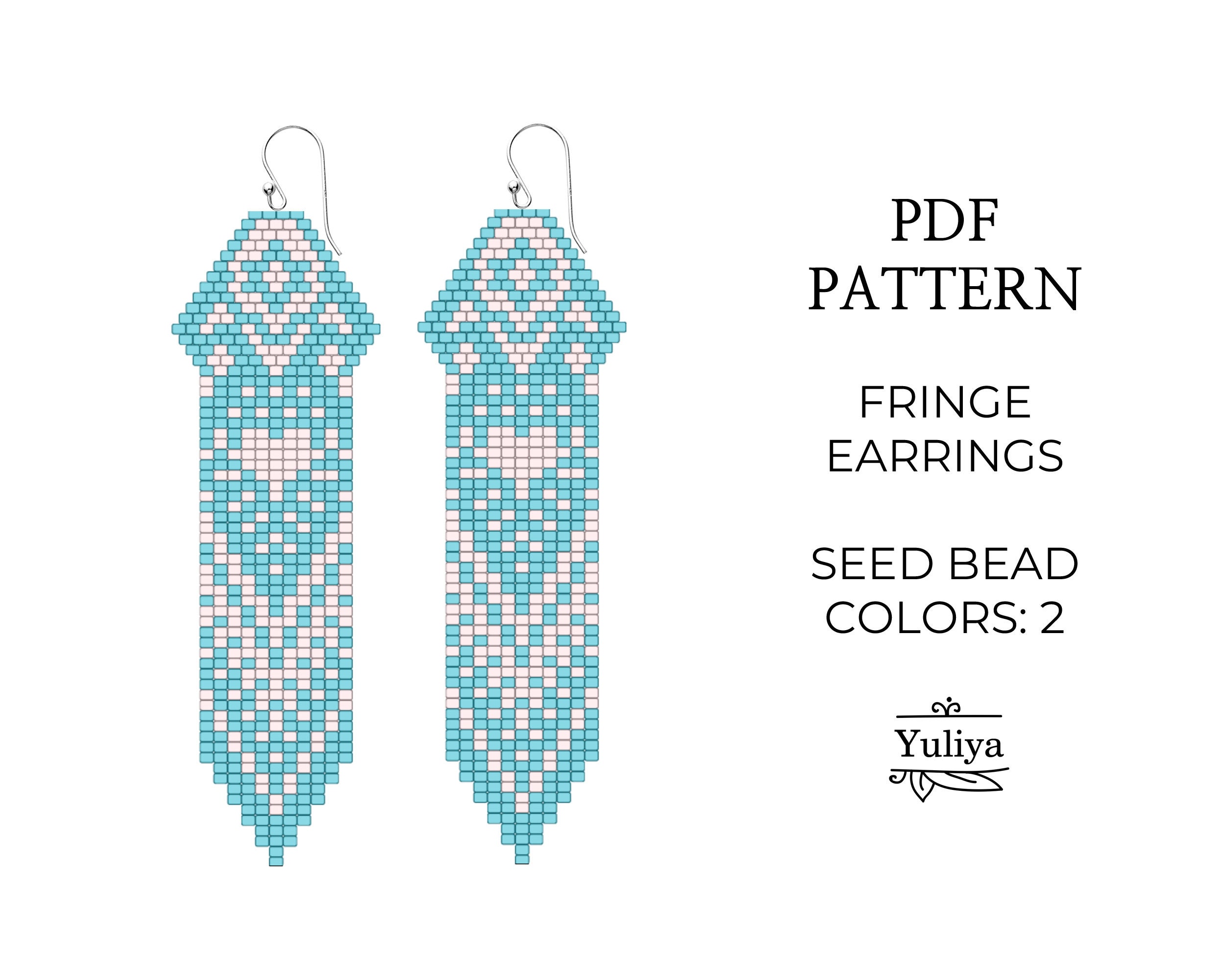 Brick Stitch Earrings Pattern PDF Fringe Seed Bead Design Star of David Fringe Style for Delica Beads Handmade Romantic Boho Jewelry DIY