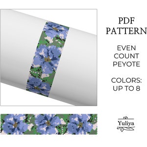 Peyote Bracelet Pattern, Flower Peyote Design, Beaded Bracelet Pattern, Flower Peyote, Seed Bead Pattern,Even Count Stitch,Peyote bracelet