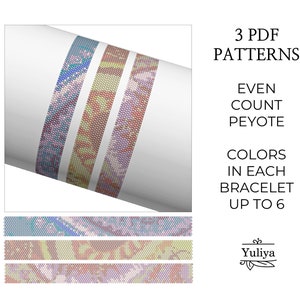 Pastel Peyoted Bracelet Pattern PDF Narrow Even Count Design for Delica Beads Seed Bead Chart Handmade Jewelry Soft Colors Beaded DIY