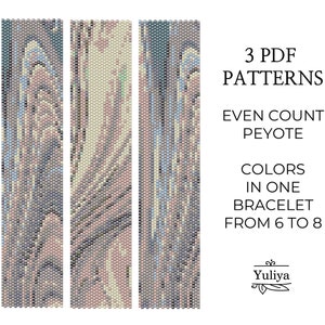 Floral Abstract Peyote Bracelet Pattern PDF Narrow Even Count Delica Beads Simple Seed Bead Graph for Handmade Jewelry Design