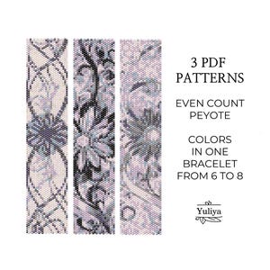 Peyoted Beaded Pattern, Floral Bracelet Peyote Design, Beaded Bracelet Pattern, Flower Peyote, Seed Bead Pattern, Even Count Peyote bracelet