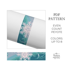 Snowflake Peyote Bracelet Pattern, Christmas Peyote Design, Beaded Bracelet Pattern, New Year Peyote, Seed Bead Pattern, Peyote bracelet