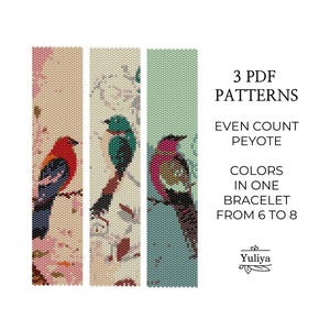 Peyote Armband Muster, Vögel Peyote Design, Perlen Armband Muster, Vogel Peyote, Perlen Muster, Even Count Stitch, Peyote Armband