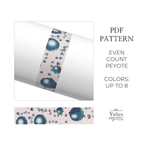 Patrón de pulsera Bubbles Peyote (PDF), diseño divertido y colorido de cuentas pares para cuentas Delica, tabla de cuentas de semillas, joyería de cuentas hecha a mano, accesorio DIY.