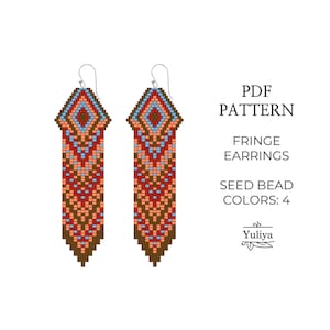Fringe earrings pattern, Brick stitch patterns, Romantic earrings patter, Seed bead pattern, Delica pattern, Beaded pattern, Native earrings