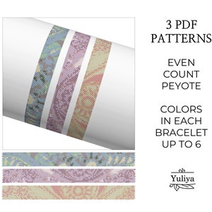 Peyoted Beaded Pattern, Narrow Bracelet Peyote Design, Beaded Bracelet Pattern, Pastel Peyote, Seed Bead Pattern, Even Count Peyote bracelet