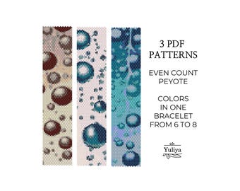 Peyote Bracelet Pattern, Fun Peyote Bracelet, Beaded Bracelet Pattern, Bubbles Colorful Peyote, Delica Pattern, Even Count Peyote bracelet