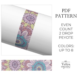Two Drop Peyote Bracelet Pattern, Abstract Design, Beaded Bracelet Pattern, Peyote Beadwork, Seed Bead Pattern,Even Count, Peyote bracelet