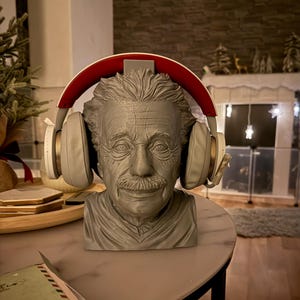 Albert Einstein - Headphonestand - headphone holder - grey - bust - sculpture