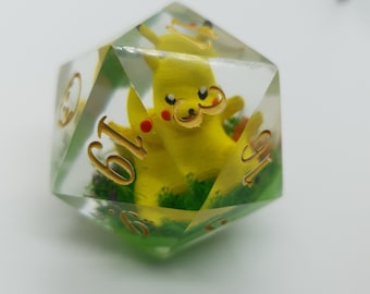 3D Pikachu 50mm D20 Jumbo Würfel mit Totenkopf Symbol