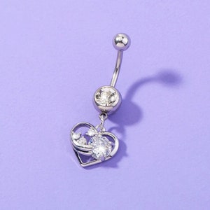 Heart Belly Button Ring Navel Piercing in Stainless Steel - Jewelry for Women