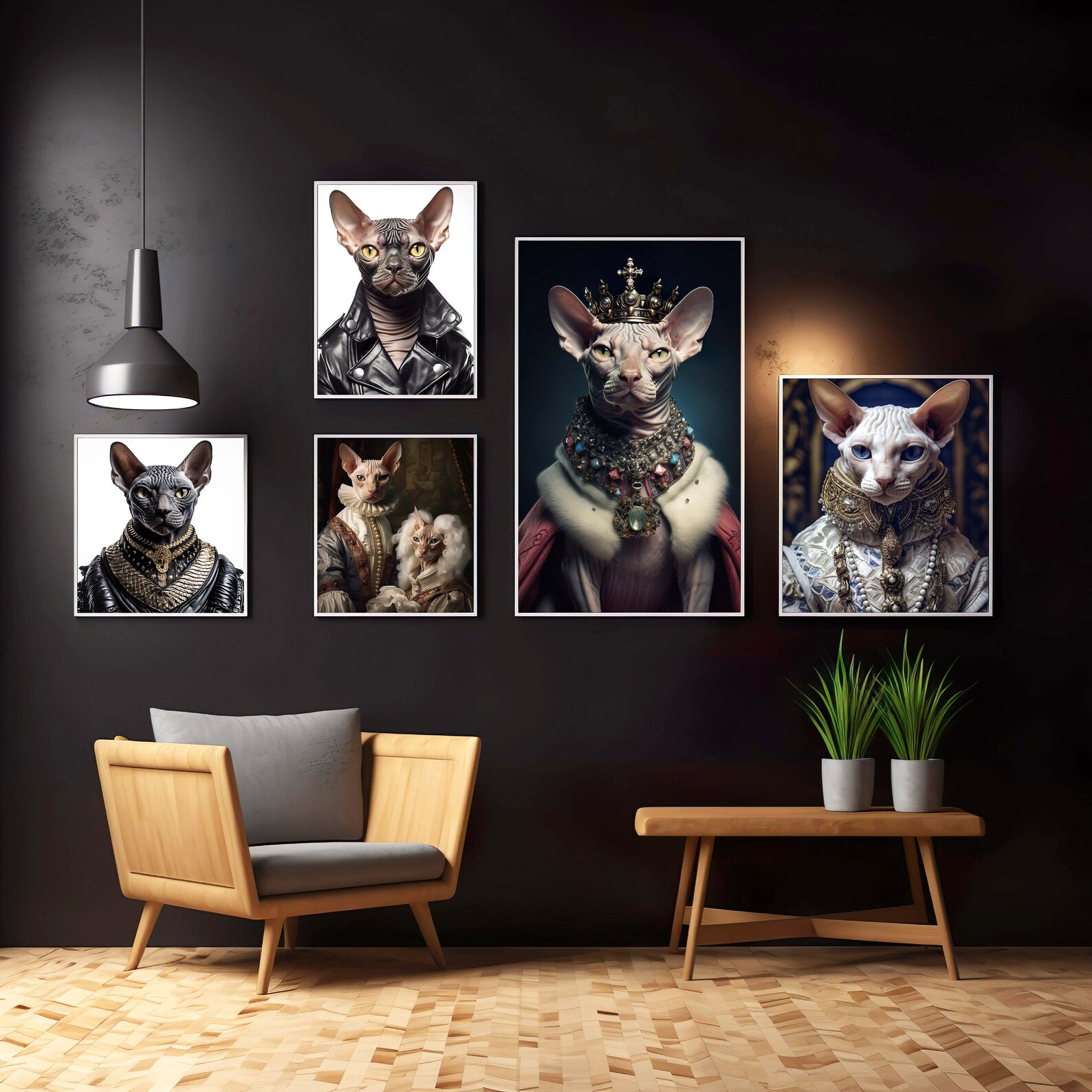 Printable Digital Wall Art Set of 5 Elegant Cat. Fashion Photography ...