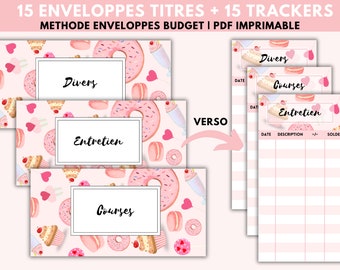 15 Titelumschlagbögen + 15 druckbare Budget-Tracker, PDF zum Herunterladen, Budgetumschläge, Budgetplaner