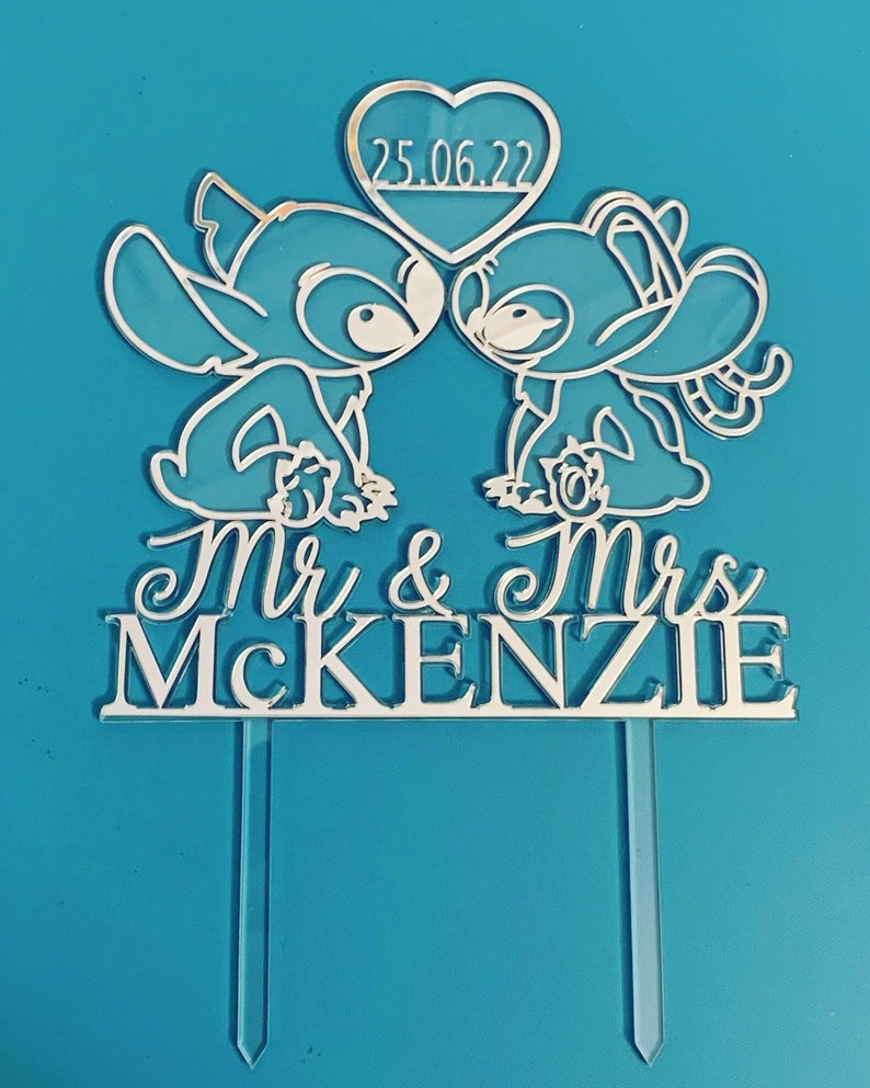 Stitch and Angel Acrylic Cake Topper Etsy UK
