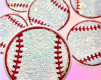3 x 3 inch Baseball Sequin Patch
