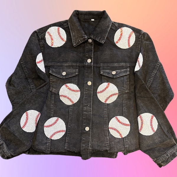 Sequins Baseball Corduroy Bling Jacket