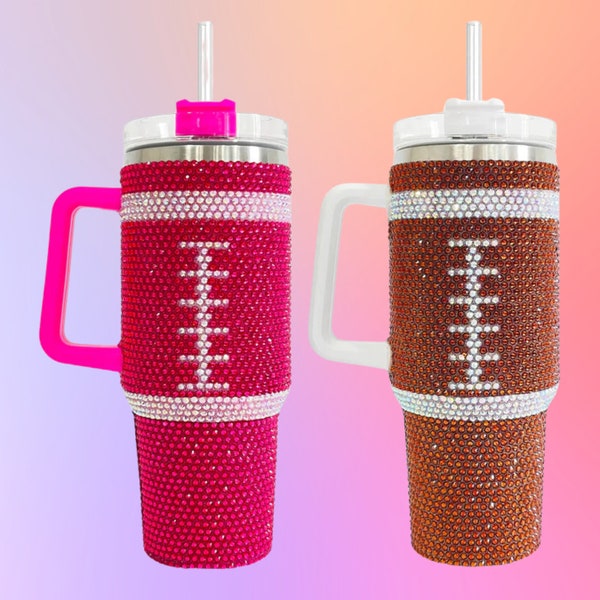 Blinged Out Football Stanley Inspired Tumbler