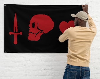 1. Captain Charles Vane Flag, Black Sails Inspired, Pirate Decor, Nautical Wall Art