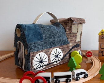Kleine Lokomotive Schnittmuster | Spielzeugeisenbahn Aufbewahrungs- und Reisetasche PDF | Zug-Liebhaber Geschenk