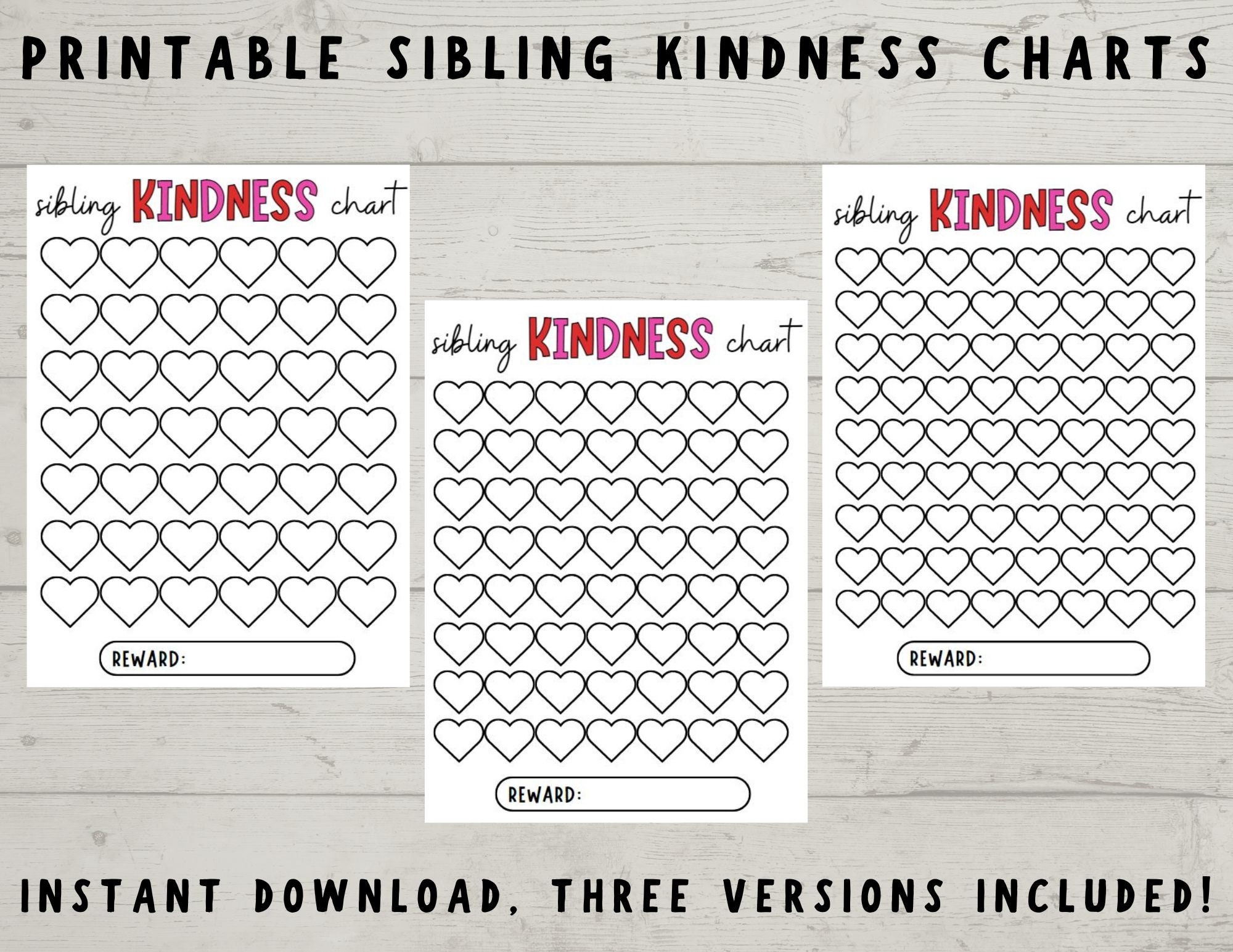 Kindness Reward Chart with Heart Stickers for Kids, Motivational Fun