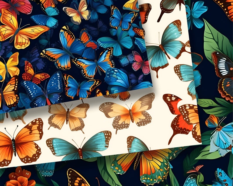 Butterfly Illustration Patterns Bundle of 6 Premium - Etsy