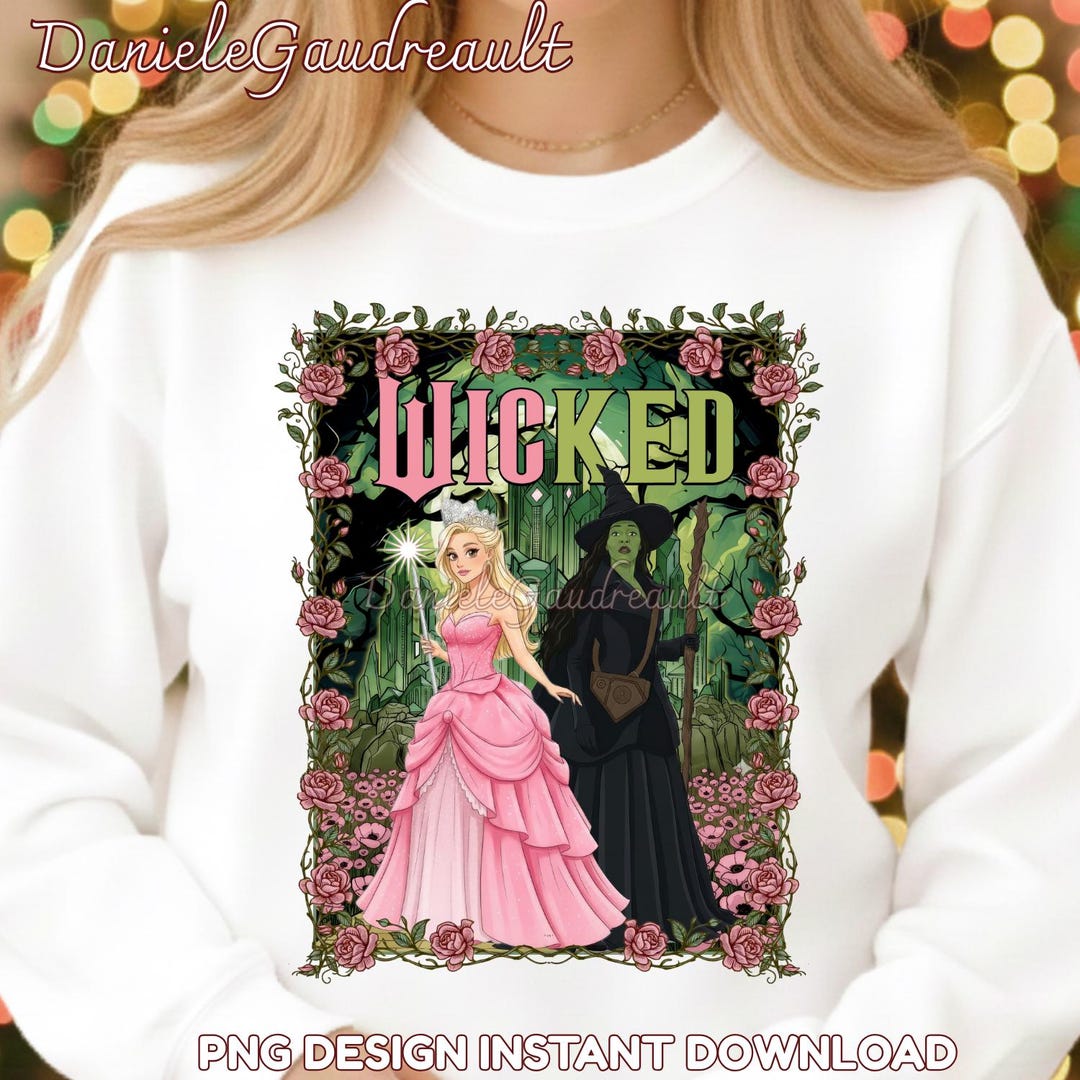Wicked Png, Musical Theater Sublimation, Witch Princess Design, Pink ...