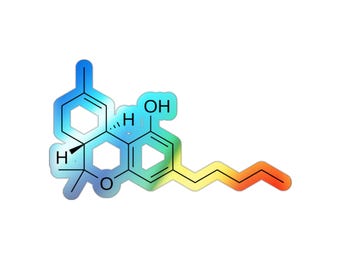 THC Molecule - Holographic Die-cut Stickers