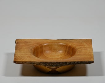 Wooden bowl, garden wood, solid wood, diameter 14.1 cm