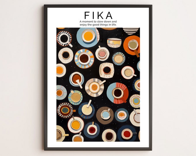 Fika Poster | Swedish Wall Art Print | Scandinavian Decor