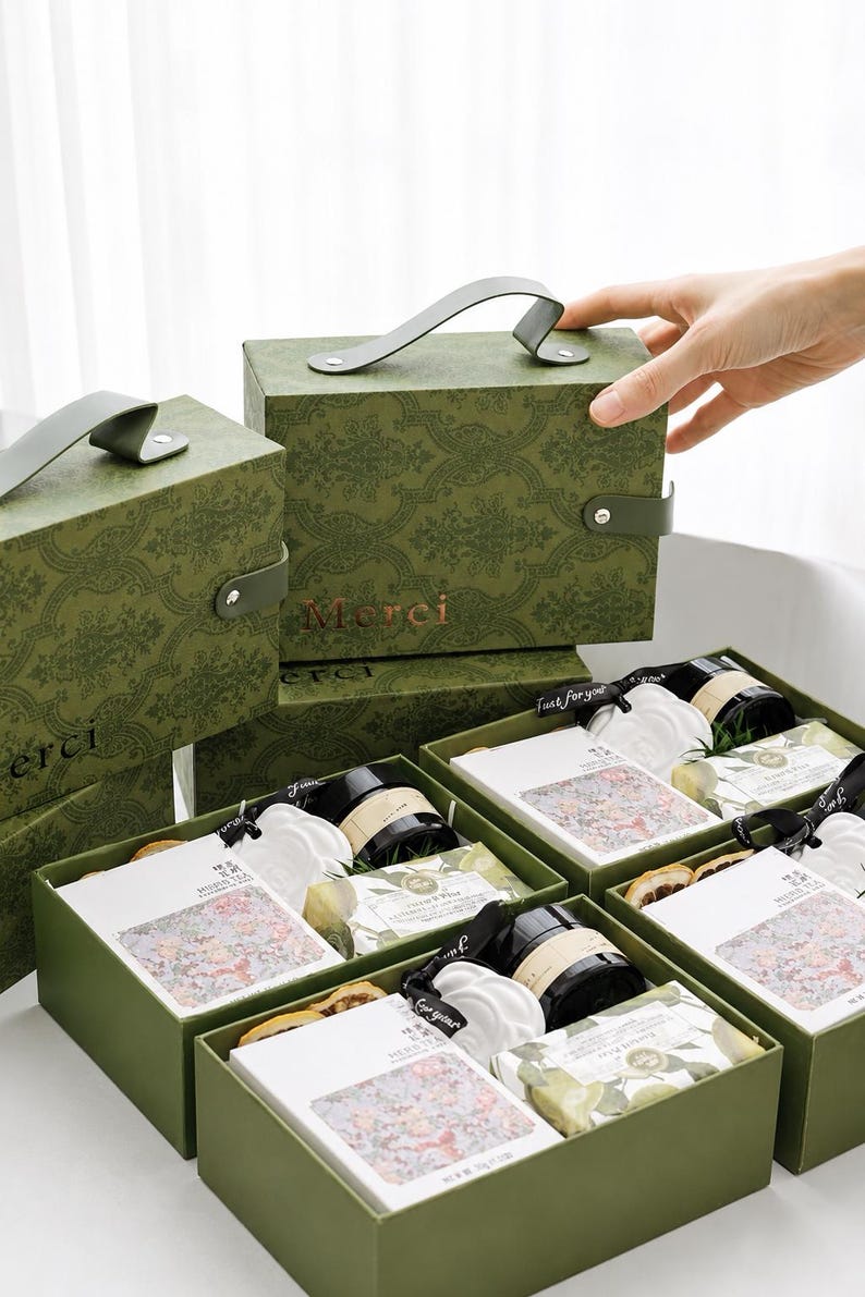 Personalized Vintage Drawer Gift Box, Custom Name Logo Merci Gift Box, Wedding Favor Box, Bridesmaid Gift Box, Luxury Gift Packaging image 4