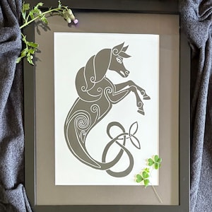 Kelpie Linocut Print: Celtic Folklore Art, Limited Edition