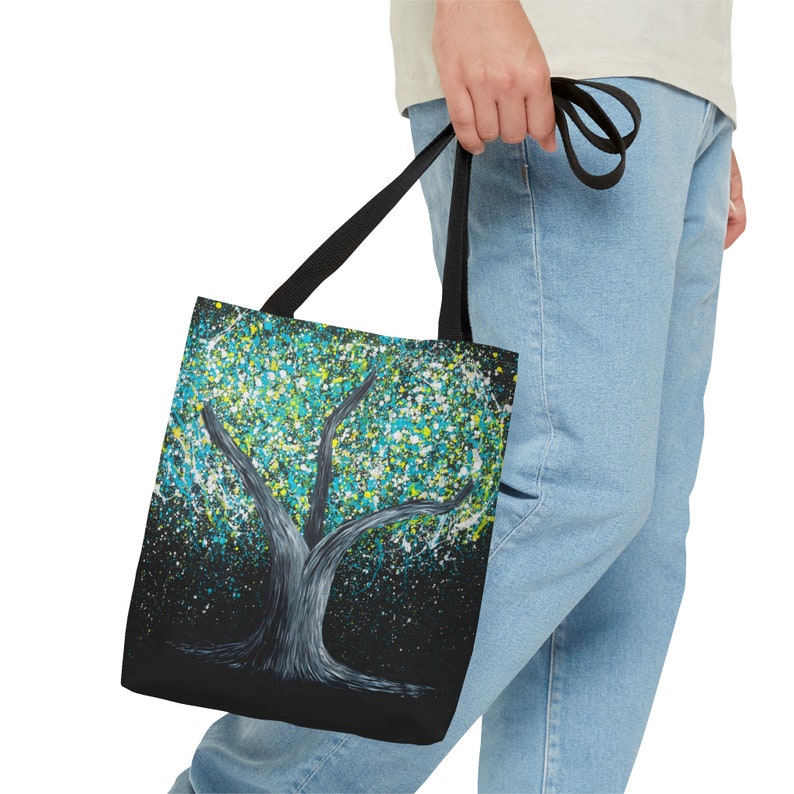 BAUM DES LEBENS CANVAS Polyester & Cord Stoff Tragetasche Geschenk für Mutter, Naturliebhaber Cross Body Schulter Tasche Bild 5
