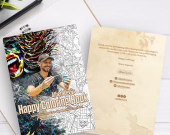 30 Page Happy Coloring Book PDF, Digital Download Coloring Pages for Kids & Adults, Printable Stress Relief Art, Instant Download Gift