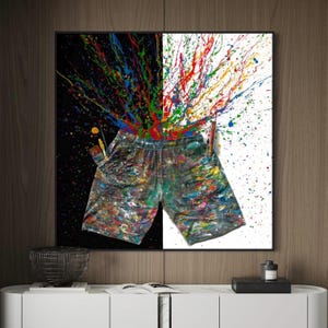 Colorful Textured Art Out Of Pants, Uniqe Jewish Wall Art Gift, Home Wall Decor, Housewarming Gift, Jewish Art Rosh Hashanah Gift Home Decor