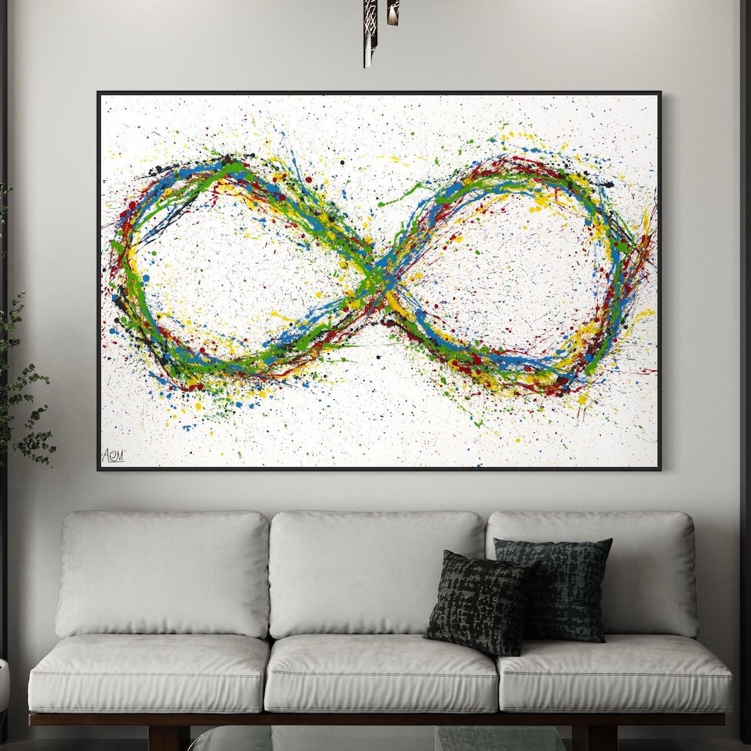 Infinity Symbol Abstract Canvas | Modern Minimalist Wall Art | Colorful ...
