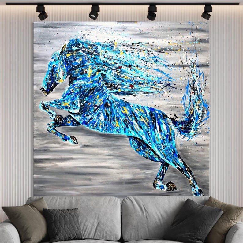 HORSE ANIMAL Western Home Décor Print on Canvas Equestrian Wall ART