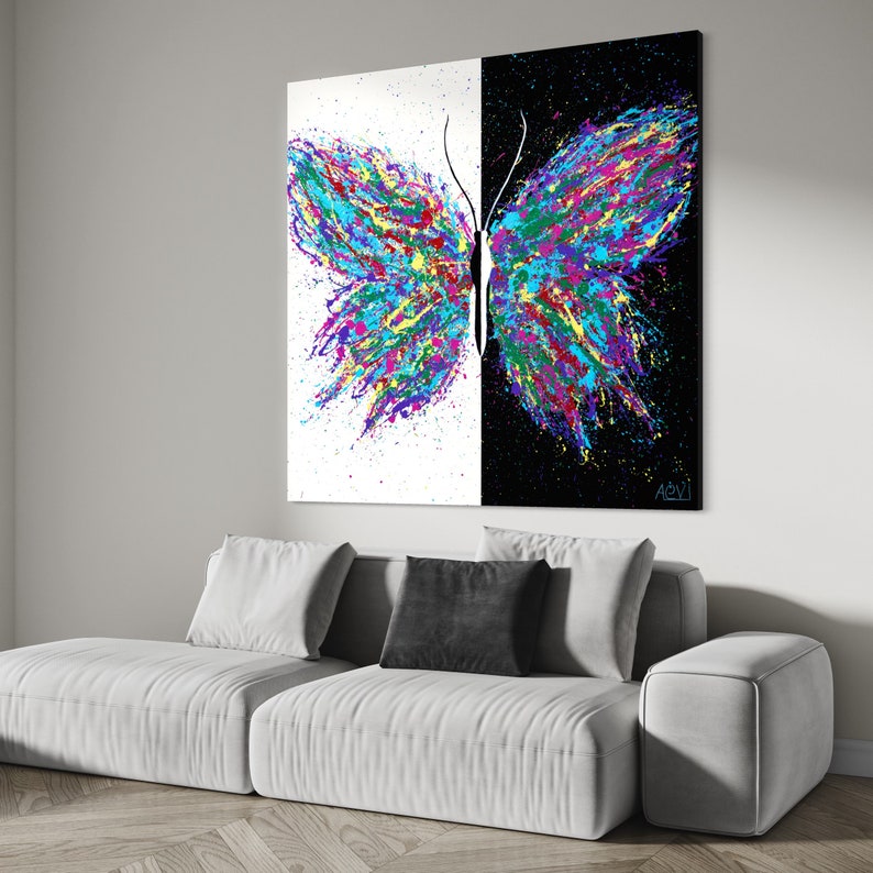 COLORFUL BUTTERFLY Abstract Ready to Hang Print CANVAS Art Available in Multiple Sizes Ready to