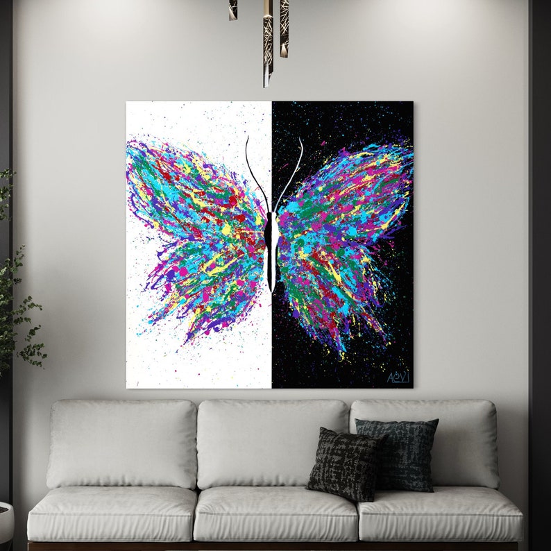 COLORFUL BUTTERFLY Abstract Ready to Hang Print CANVAS Art Available in Multiple Sizes Ready to
