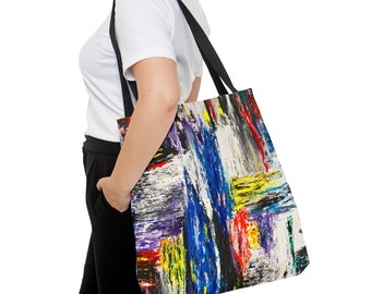 Bolsa de mano unisex con estampado de pintura abstracta: colores vibrantes