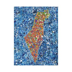 Vibrant Stretched Canvas Art Print, Colorful Wall Decor, Gifts for Home, Art for Living Room, Modern Artwork, Abstract Map Art