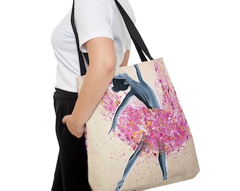 Ballett BALLERINA TANZ Malerei Leinwand TOTE Tasche - Unisex Rosa ästhetische Künstler-Einkaufstasche in drei Größen erhältlich