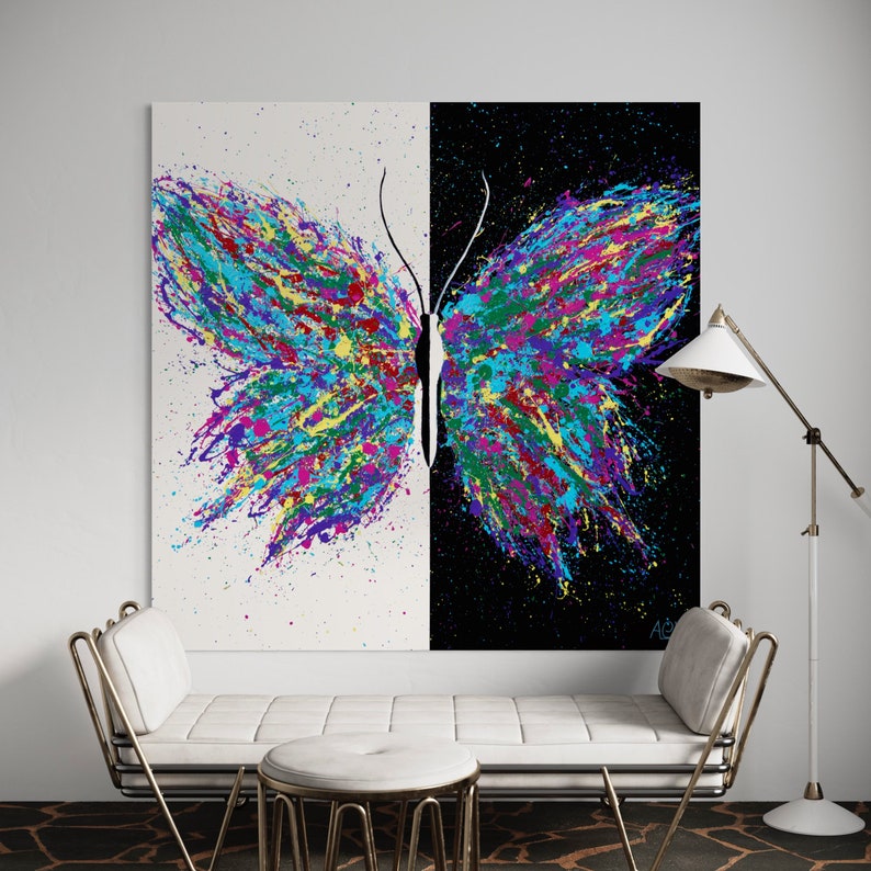 COLORFUL BUTTERFLY Abstract Ready to Hang Print CANVAS Art Available in Multiple Sizes Ready to