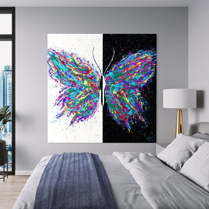 COLORFUL BUTTERFLY Abstract Ready to Hang Print CANVAS Art Available in Multiple Sizes Ready to